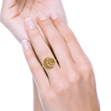 Filigree Crescent Moon & Sun Ring Oxidized 925 Sterling Silver (14.6mm)