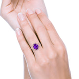 Oval Accent Wedding Engagement Ring Simulated Cubic Zirconia 925 Sterling Silver