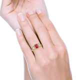 Emerald Cut Halo Engagement Ring Simulated Cubic Zirconia 925 Sterling Silver