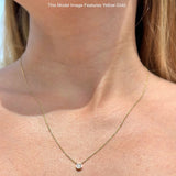 14K Gold 0.07ct Solitaire Bezel Set Diamond Pendant Chain Necklace 18" Long