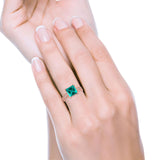 Cushion Cut Wedding Ring Simulated Cubic Zirconia Accent 925 Sterling Silver