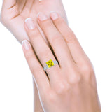 Cushion Cut Wedding Ring Simulated Cubic Zirconia Accent 925 Sterling Silver