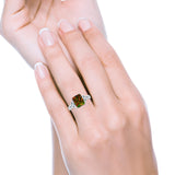 Emerald Cut Celtic Engagement Ring Simulated Cubic Zirconia 925 Sterling Silver