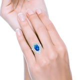Teardrop Cocktail Ring Pear Round Cubic Zirconia 925 Sterling Silver