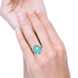 Teardrop Cocktail Engagement Ring Pear Simulated Cubic Zirconia 925 Sterling Silver