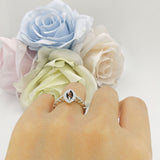 Art Deco Engagement Ring Halo Marquise Natural Chocolate Smoky Quartz 925 Sterling Silver