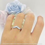 8mm Contour Curved V-Band Vintage Pear Teardrop Chevron Ring Cubic Zirconia 925 Sterling Silver