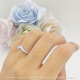 8mm Contour Curved V-Band Vintage Pear Teardrop Chevron Ring Cubic Zirconia 925 Sterling Silver