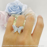 Beaded Band Milgrain Butterfly Finger Ring Cubic Zirconia 925 Sterling Silver
