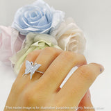 Beaded Band Milgrain Butterfly Finger Ring Cubic Zirconia 925 Sterling Silver