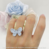 Butterfly Cluster Ring Sparkling Crystal Baguette Cubic Zirconia 925 Sterling Silver