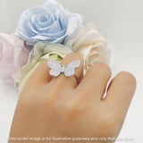 Butterfly Cluster Ring Sparkling Crystal Baguette Cubic Zirconia 925 Sterling Silver