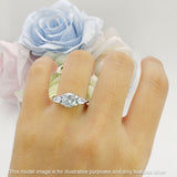 Three Stone Round Pear Teardrop Cubic Zirconia Trilogy Engagement Ring 925 Sterling Silver
