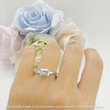 Three Stone Emerald Cut Solitaire Trio Ring Cubic Zirconia 925 Sterling Silver