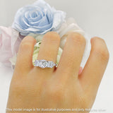 Vintage Style Round Three Stone Ring Cubic Zirconia 925 Sterling Silver