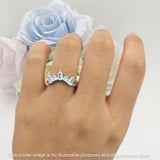Chevron Ring Curve Crown Stacking Band Oval Cubic Zirconia 925 Sterling Silver