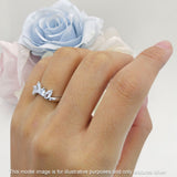 Chevron Ring Curve Crown Stacking Band Oval Cubic Zirconia 925 Sterling Silver