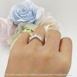 Chevron Ring Curve Crown Stacking Band Oval Cubic Zirconia 925 Sterling Silver