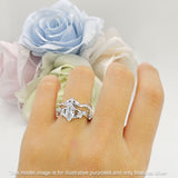 Marquise Split Shank Vintage Style Cubic Zirconia Leaf Floral Ring 925 Sterling Silver