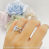 Marquise Split Shank Vintage Style Cubic Zirconia Leaf Floral Ring 925 Sterling Silver