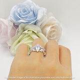 Marquise Split Shank Vintage Style Cubic Zirconia Leaf Floral Ring 925 Sterling Silver