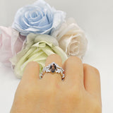 Marquise Split Shank Leaf Floral Ring