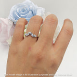 Curved Contour Leaves Cubic Zirconia Wedding Band 925 Sterling Silver