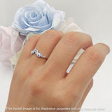 Curved Contour Leaves Cubic Zirconia Wedding Band 925 Sterling Silver