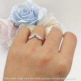 Curved Contour Leaves Cubic Zirconia Wedding Band 925 Sterling Silver