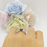 Budding Willow Solitaire Ring Round Natural Black Onyx 925 Sterling Silver