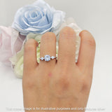 Three Stone Ring Kite Shape Accent Round Cubic Zirconia 925 Sterling Silver