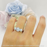 Sunflower Trio Ring Elegant Vintage Style Cubic Zirconia 925 Sterling Silver