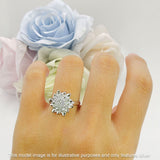 Flower Engagement Ring Cocktail Cubic Zirconia 925 Sterling Silver