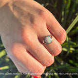 Oval Split Shank Created Opal Oxidized Ring 925 Sterling Silver