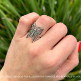 Butterfly Ring Oxidized Solid 925 Sterling Silver