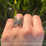 Butterfly Ring Filigree Oxidized Solid 925 Sterling Silver