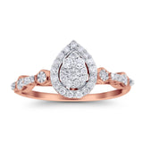 14K Gold 0.34ct Pear 10mm G SI Diamond Engagement Wedding Ring