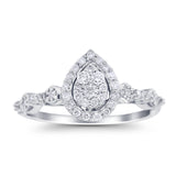 14K Gold 0.34ct Pear 10mm G SI Diamond Engagement Wedding Ring