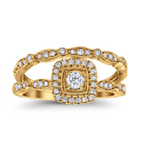 14K Gold 0.39ct Square Shape 8.5mm G SI Diamond Engagement Bridal Set Wedding Ring