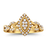 14K Gold 0.25ct Marquise 11mm G SI Diamond Engagement Wedding Ring
