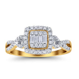 14K Gold 0.35ct Square 9mm G SI Diamond Twisted Band Engagement Wedding Ring