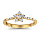 14K Gold 0.09ct Round 6mm G SI Diamond Flower Fashion Promise Ring Engagement Wedding Ring