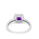 Halo Engagement Ring Simulated Cubic Zirconia 925 Sterling Silver