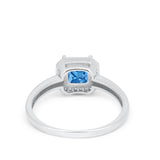 Halo Engagement Ring Simulated Cubic Zirconia 925 Sterling Silver