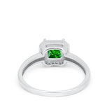 Halo Engagement Ring Simulated Cubic Zirconia 925 Sterling Silver
