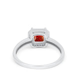 Halo Engagement Ring Simulated Cubic Zirconia 925 Sterling Silver