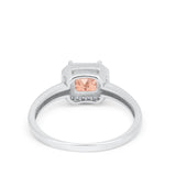 Halo Engagement Ring Simulated Cubic Zirconia 925 Sterling Silver