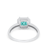 Halo Engagement Ring Simulated Cubic Zirconia 925 Sterling Silver
