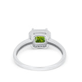 Halo Engagement Ring Simulated Cubic Zirconia 925 Sterling Silver