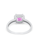 Halo Engagement Ring Simulated Cubic Zirconia 925 Sterling Silver